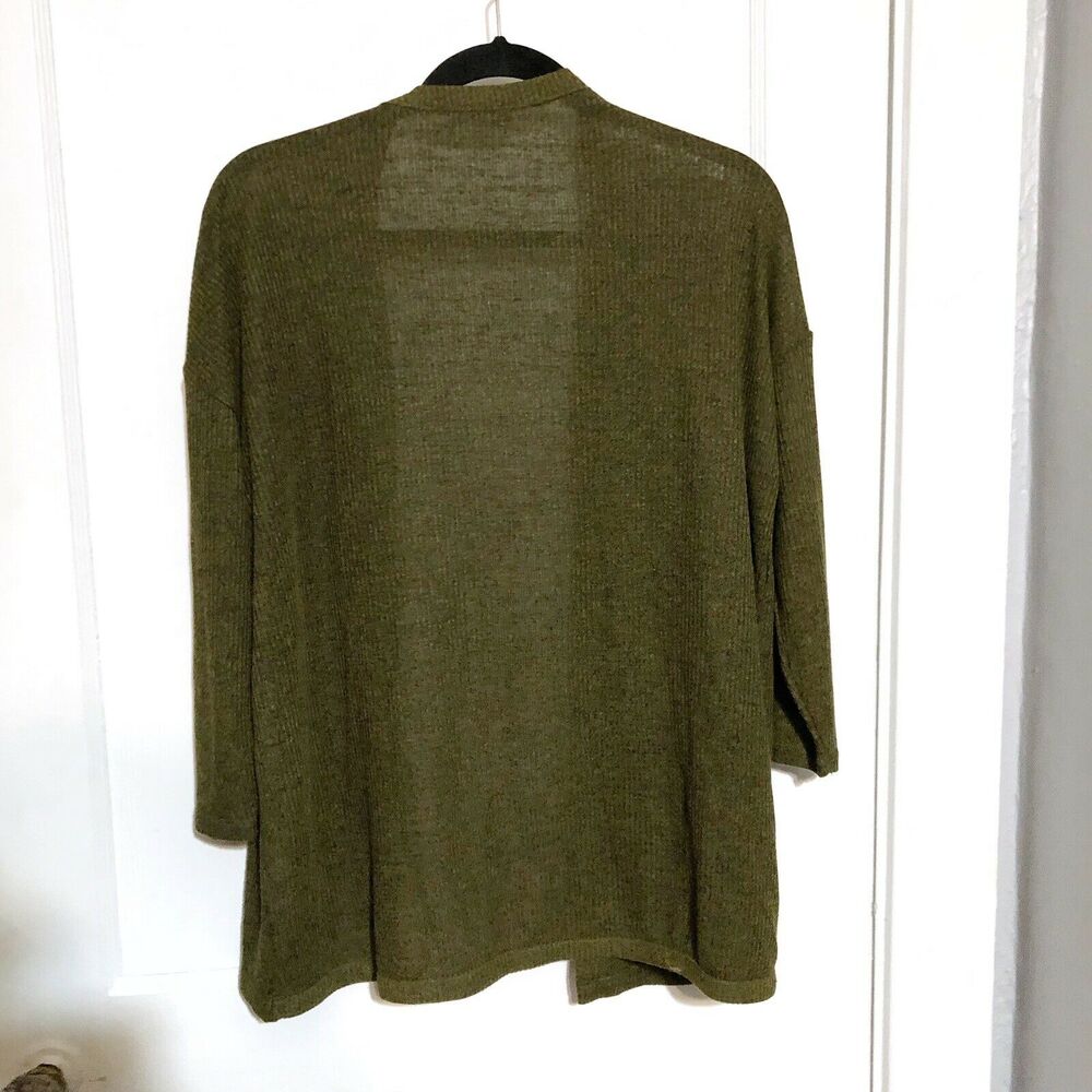 Shana Revolution Shops Green Open Front Cardigan Ribbed Size M Medium - Picture 7 of 7